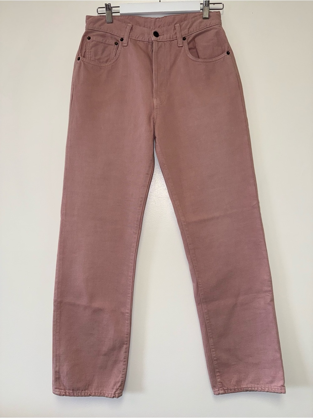 6397 (27) Pink Denim High Rise Straight Leg Jeans - Made in Italy